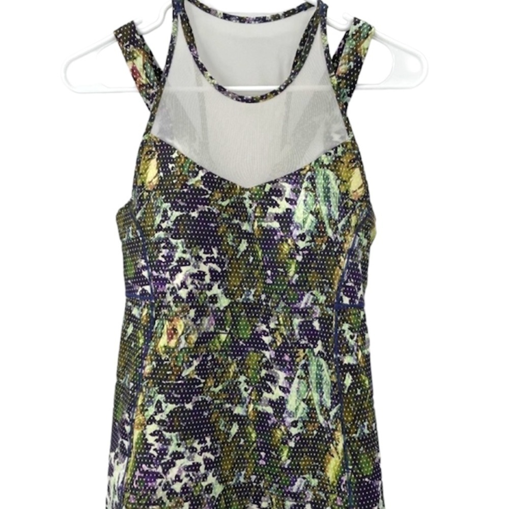 Lululemon Green and Purple Floral Athletic Top
